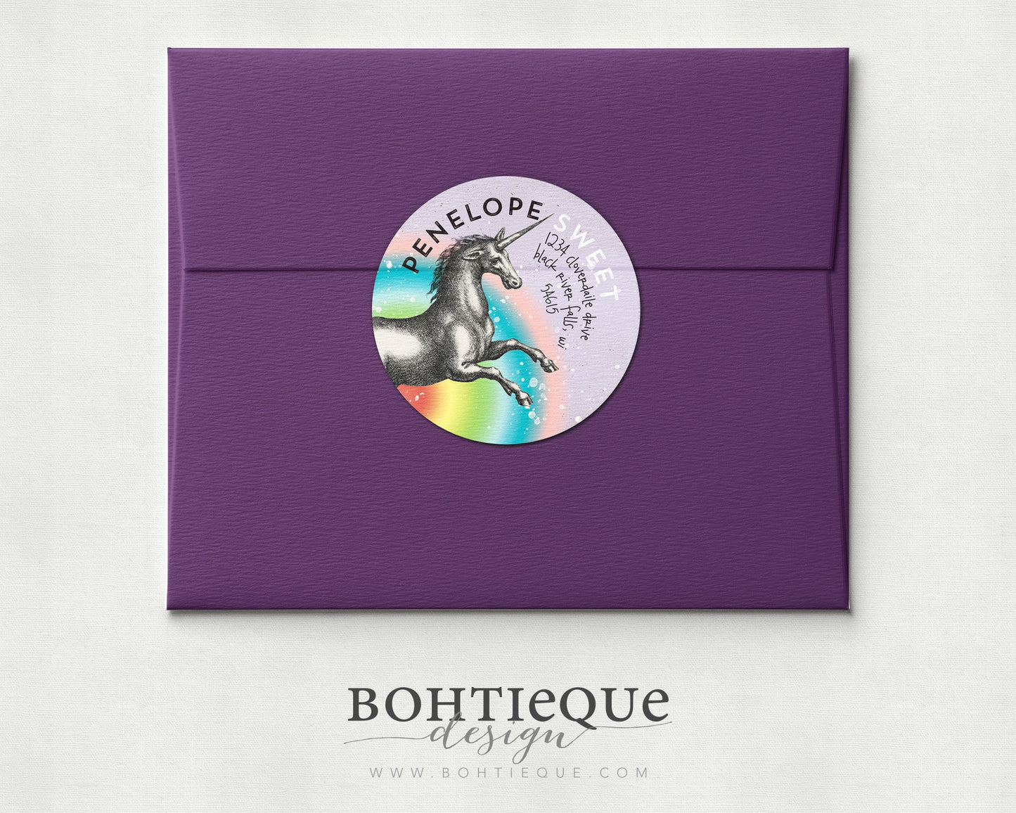 Penelope Unicorn Return Address Labels